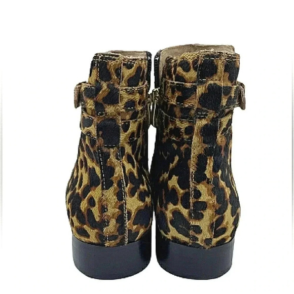 Boho 10 Leather Western Retro Animal Print Calf Hair Ankle Bootie - Picture 3 of 6